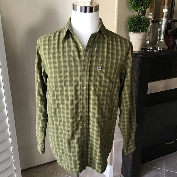 The North Face Other - The North Face Mens Green Plaid Shirt MEDIUM Button Front Long Sleeve Logo Mesh